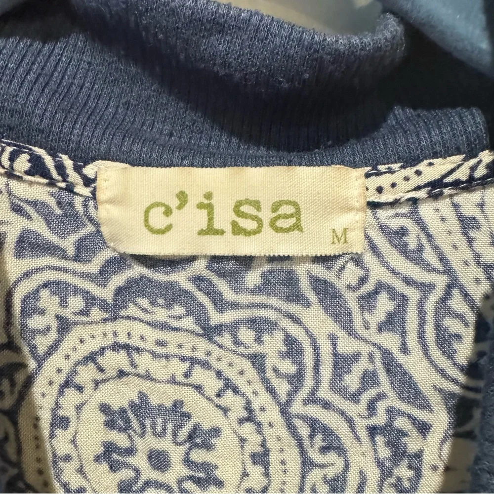 C'isa Blue and White Patterned Zip-up Top - Picture 5 of 10